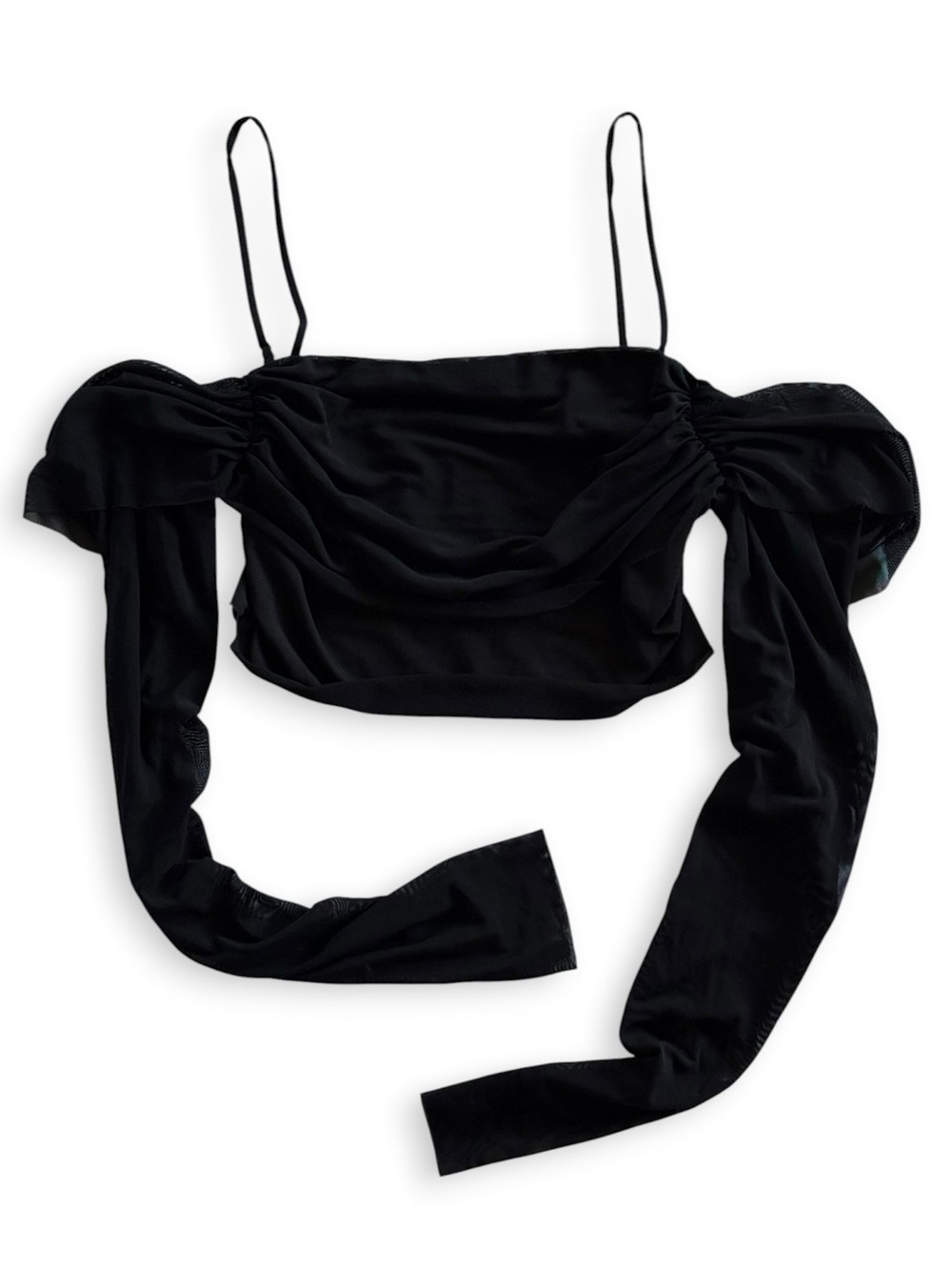 Urban Outfitters Black Mesh Off Shoulder Crop Top Y2K | Silence + Noise